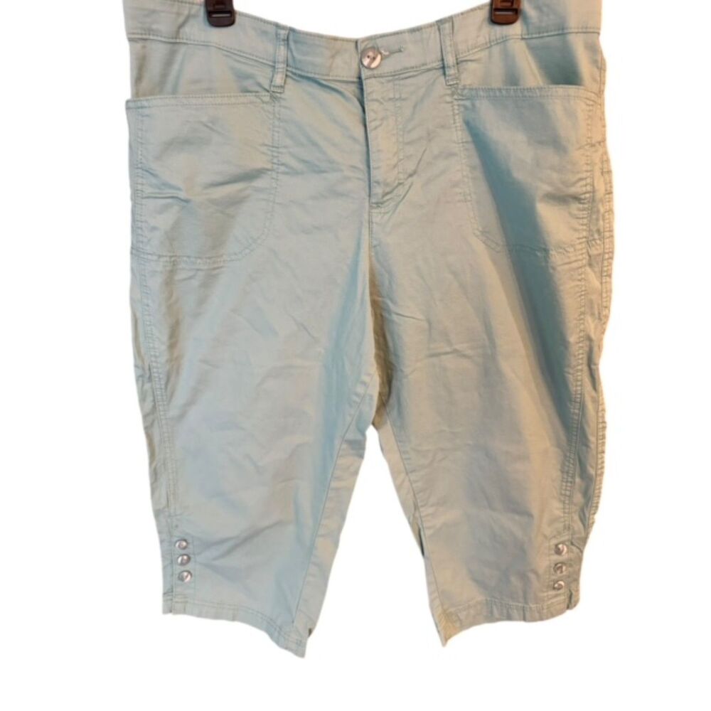 Lee Confort Stretch Waistband Teal Capris with faux pocket on back Size 16W NWOT
